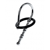 Серебристый уретральный плаг-бусины TOYFA Metal с мягким фиксириющим кольцом - ToyFa - купить с доставкой в Пскове