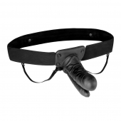 Полый страпон с двумя отростками и вибрацией Unisex Vibrating Hollow Strap-On Double Penetrating Dildo - 17,8 см. - Lux Fetish - купить с доставкой в Пскове