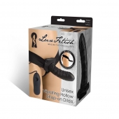 Чёрный полый страпон с вибрацией Unisex Vibrating Hollow Strap-On - 14 см. - Lux Fetish - купить с доставкой в Пскове
