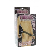 Мужской фаллопротез с вибрацией ROBOTIC MALE STRAP-ON BLACK - 17 см. - Seven Creations - купить с доставкой в Пскове