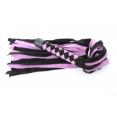 Черно-розовая плеть из замши - 58 см. - БДСМ Арсенал - купить с доставкой в Пскове