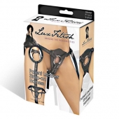 Черные трусики для страпона из патентованной кожи - Lux Fetish - купить с доставкой в Пскове