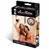 Черные фиксаторы с креплением к двери - Lux Fetish - купить с доставкой в Пскове