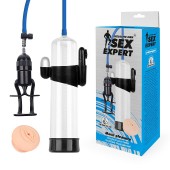 Прозрачная вакуумная вибропомпа Sex Expert с насадкой-вагиной - Sex Expert - в Пскове купить с доставкой