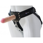 Черный пояс-трусики с насадкой  Гламур Dana  - 15,5 см. - LOVETOY (А-Полимер) - купить с доставкой в Пскове