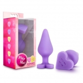 Фиолетовая анальная пробка Naughty Candy Heart Do Me Now - 8,9 см. - Blush Novelties - купить с доставкой в Пскове