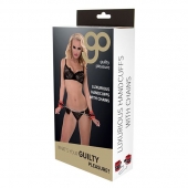 Красно-чёрные наручники на металлической цепочке - Blush Novelties - купить с доставкой в Пскове