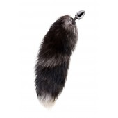 Серебристая металлическая анальная втулка с хвостом чернобурой лисы - размер S - ToyFa - купить с доставкой в Пскове