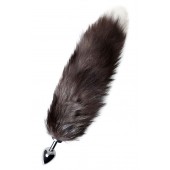 Серебристая металлическая анальная втулка с хвостом чернобурой лисы - размер S - ToyFa - купить с доставкой в Пскове