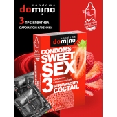 Презервативы для орального секса DOMINO Sweet Sex с ароматом клубничного коктейля  - 3 шт. - Domino - купить с доставкой в Пскове