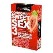 Презервативы для орального секса DOMINO Sweet Sex с ароматом клубничного коктейля  - 3 шт. - Domino - купить с доставкой в Пскове