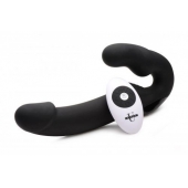 Черный безремневой страпон Urge Silicone Strap On с пультом ДУ - 24 см. - XR Brands - купить с доставкой в Пскове