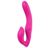 Ярко-розовый безремневой страпон REMOTE DOUBLE DIPPER - 22 см. - Dream Toys - купить с доставкой в Пскове