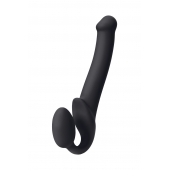 Черный безремневой страпон Silicone Bendable Strap-On M - Strap-on-me - купить с доставкой в Пскове