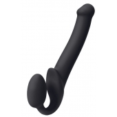 Черный безремневой страпон Silicone Bendable Strap-On M - Strap-on-me - купить с доставкой в Пскове