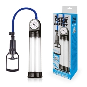 Прозрачная вакуумная помпа Sex Expert с манометром - Sex Expert - в Пскове купить с доставкой