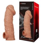 Телесная насадка на фаллос с отверстием для мошонки EXTREME SLEEVE - 17,6 см. - KOKOS - в Пскове купить с доставкой
