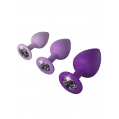 Набор из 3 фиолетовых анальных пробок со стразами Little Gems Trainer Set - Pipedream - купить с доставкой в Пскове