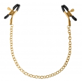 Чёрные с золотом зажимы на соски Gold Chain Nipple Clamps - Pipedream - купить с доставкой в Пскове