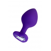 Фиолетовая анальная втулка Diamond Heart с прозрачным кристаллом - 8 см. - ToyFa - купить с доставкой в Пскове