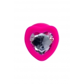 Розовая анальная втулка Diamond Heart с прозрачным кристаллом - 9,5 см. - ToyFa - купить с доставкой в Пскове