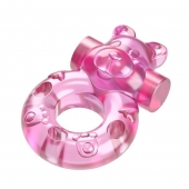 Розовое эрекционное виброкольцо на пенис Pink Bear - Baile - в Пскове купить с доставкой
