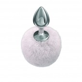 Серебристая анальная пробка с белым пушистым хвостиком Twinkle - Lola Games - купить с доставкой в Пскове