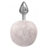 Серебристая анальная пробка с белым пушистым хвостиком Twinkle - Lola Games - купить с доставкой в Пскове