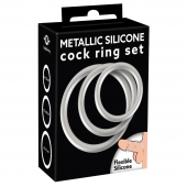 Набор из 3 эрекционных колец под металл Metallic Silicone Cock Ring Set - Orion - в Пскове купить с доставкой