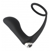 Черное эрекционное кольцо с анальной вибропробкой Vibrating Ring   Plug - Orion - в Пскове купить с доставкой