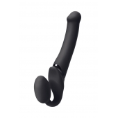 Черный безремневой вибрострапон Silicone Bendable Strap-On M - Strap-on-me - купить с доставкой в Пскове
