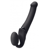 Черный безремневой вибрострапон Silicone Bendable Strap-On M - Strap-on-me - купить с доставкой в Пскове