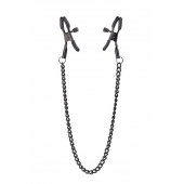 Черные зажимы на соски на цепочке BLAZE DELUXE NIPPLE CLAMPS - Dream Toys - купить с доставкой в Пскове