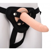 Телесный страпон на черных трусиках STRAP ON REAL DILDO - 20 см. - Dream Toys - купить с доставкой в Пскове