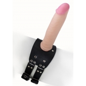 Черный узкий пояс на бедро с телесной насадкой - LOVETOY (А-Полимер) - купить с доставкой в Пскове