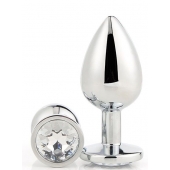 Серебристая анальная втулка с прозрачным кристаллом - 7,1 см. - Dream Toys - купить с доставкой в Пскове