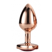 Золотистая анальная втулка с кристаллом-сердечком розового цвета - 7,1 см. - Dream Toys - купить с доставкой в Пскове