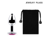 Серебристая анальная пробка с малиновым кристаллом - 7,2 см. - Anal Jewelry Plug - купить с доставкой в Пскове
