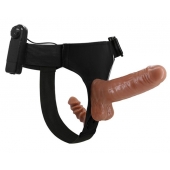 Страпон с вагинальной пробкой и вибрацией Ultra Passionate Harness - 16 см. - Baile - купить с доставкой в Пскове