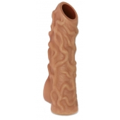 Телесная насадка с венками и открытой головкой Nude Sleeve L - 14 см. - KOKOS - в Пскове купить с доставкой