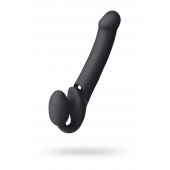 Черный безремневой вибрострапон Vibrating Bendable Strap-On L - Strap-on-me - купить с доставкой в Пскове