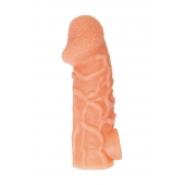 Телесная закрытая насадка с венками Cock Sleeve Size L - 17,6 см. - KOKOS - в Пскове купить с доставкой
