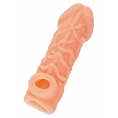 Телесная закрытая насадка с венками Cock Sleeve Size L - 17,6 см. - KOKOS - в Пскове купить с доставкой