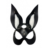 Черная маска зайки с белым мехом на ушках Miss Bunny - БДСМ Арсенал - купить с доставкой в Пскове