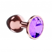 Пробка цвета розового золота с фиолетовым кристаллом Diamond Amethyst Shine L - 8,3 см. - Lola Games - купить с доставкой в Пскове