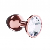 Пробка цвета розового золота с прозрачным кристаллом Diamond Moonstone Shine L - 8,3 см. - Lola Games - купить с доставкой в Пскове