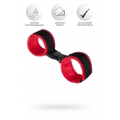 Красно-черные велюровые наручники Anonymo - ToyFa - купить с доставкой в Пскове