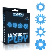 Набор из 4 голубых, светящихся в темноте эрекционных колец Lumino Play - Lovetoy - в Пскове купить с доставкой