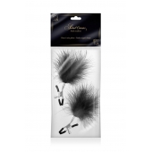 Зажимы на соски с черными пуховыми кисточками Sweet Caress Feather Nipple Clumps - Sweet Caress - купить с доставкой в Пскове