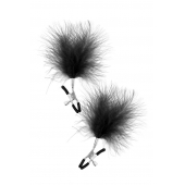 Зажимы на соски с черными пуховыми кисточками Sweet Caress Feather Nipple Clumps - Sweet Caress - купить с доставкой в Пскове